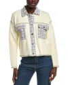 Nanette Lepore Tweed Trim Cardigan In Yellow