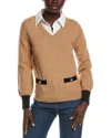 Nanette Lepore Twofer Collar Sweater In Brown