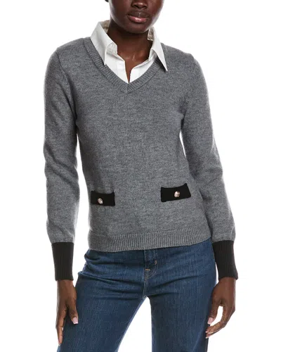 Nanette Lepore Twofer Collar Sweater In Gray