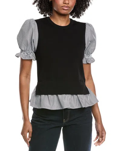 Nanette Lepore Nanette  Twofer Knit Top In Black