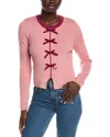 Nanette Lepore Velvet Bow Sweater In Pink