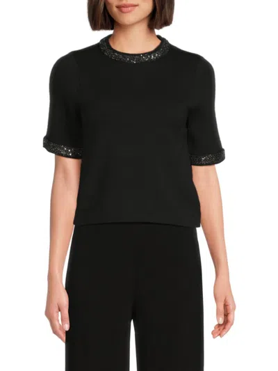 Nanette Lepore Nanette  Women's Embellished Short Sleeve Sweater In Multi