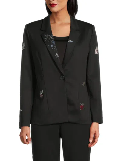 Nanette Lepore Nanette  Women's Embellished Single-breasted Blazer In Black