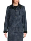 Nanette Lepore Nanette  Women's Geometric Contrast-trim Jacket In Blue