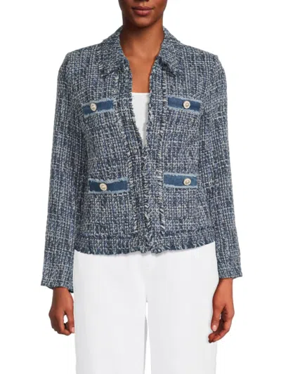 Nanette Lepore Tweed Cardigan In Blue