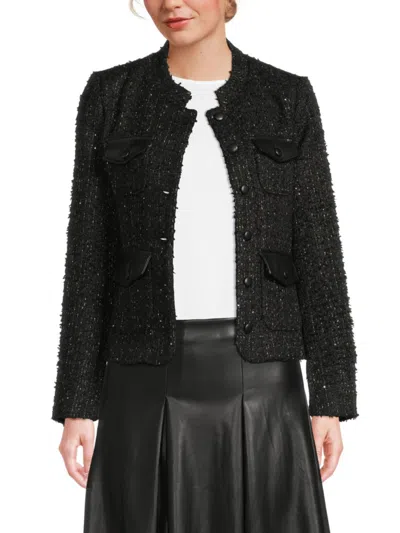 Nanette Lepore Nanette  Women's Shimmer Tweed Jacket In Black