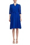 Nanette Lepore Nm2f12d95 Collared Short A Line Cocktail Dress In Blue