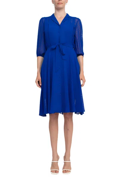Nanette Lepore Nm2f12d95 Collared Short A Line Cocktail Dress In Blue