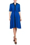 Nanette Lepore Nm3f136g0 A Line Short Button Cocktail Dress In Blue