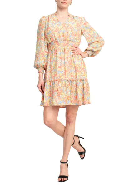 Nanette Lepore Nm3s17185 Long Sleeve Printed Cocktail Dress In Multi