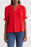 Nanette Lepore Novelty Puff Sleeve Top In Orange