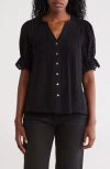 Nanette Lepore Novelty Puff Sleeve Top In Black