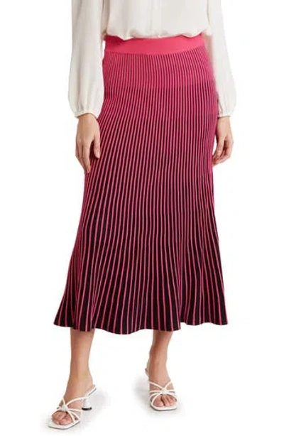 Nanette Lepore Ombré Sweater Knit Maxi Skirt In Very Black/desire Pink