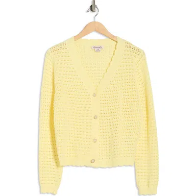 Nanette Lepore Open Stitch Cardigan In Yellow