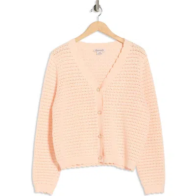 Nanette Lepore Open Stitch Cardigan In Pink