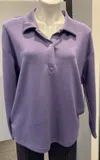 Nanette Lepore Periwinkle Long Sleeve Polo In Heron In Multi