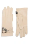 Nanette Lepore Plaid Bow Detail Gloves In Neutral