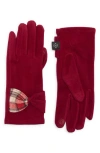 Nanette Lepore Plaid Bow Detail Gloves In Red