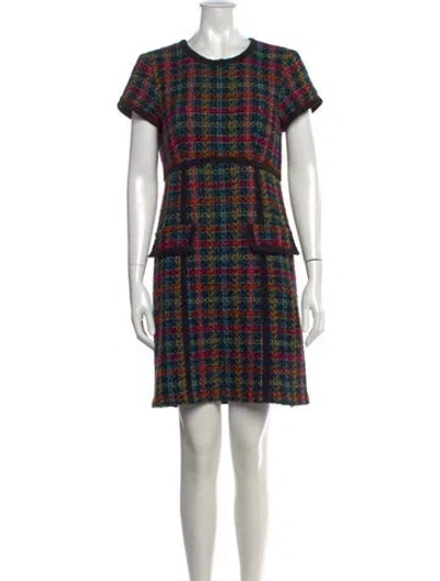 Pre-owned Nanette Lepore Plaid Print Knee-length Dress In Blue