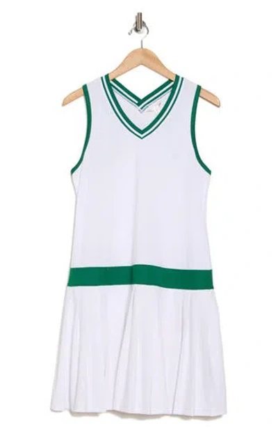 Nanette Lepore Play Championship Sleeveless Dress In Bright White/verdant Green