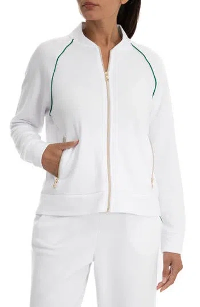 Nanette Lepore Play Piqué Bomber Jacket In Bright White/verdant Green