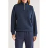 Nanette Lepore Play Quilted Quarter Zip Pullover In Blue