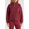 Nanette Lepore Play Quilted Quarter Zip Pullover In Red