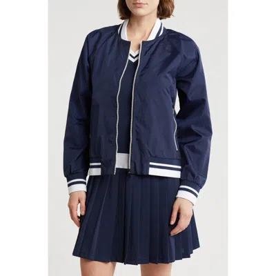 Nanette Lepore Play Rib Trim Bomber Jacket In Blue