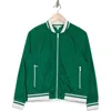 Nanette Lepore Play Rib Trim Bomber Jacket In Bright White/verdant Green