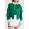 Nanette Lepore Play Rib Trim Bomber Jacket In Verdant Green/bright White