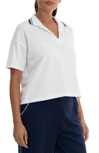 Nanette Lepore Play Sport Tech Johnny Collar Polo In Bright White/black Iris