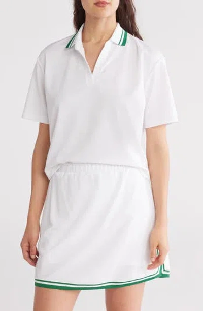 Nanette Lepore Play Sport Tech Johnny Collar Polo In Bright White/verdant Green