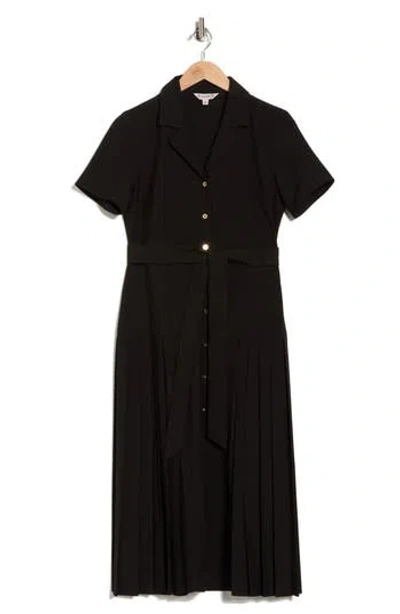 Nanette Lepore Pleated A-line Shirtdress In Black