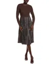 Nanette Lepore Pleated Midi Dress In Brown
