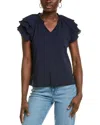 Nanette Lepore Pleated Tiered Sleeve Blouse In Blue