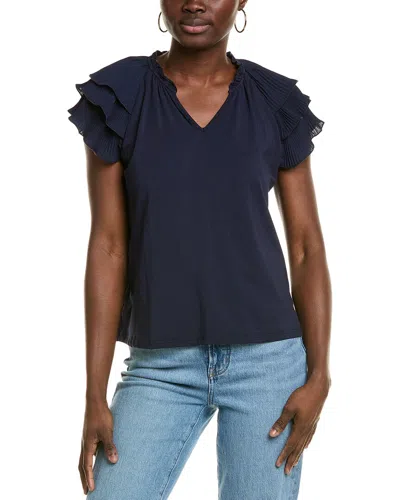 Nanette Lepore Pleated Tiered Sleeve Blouse In Blue