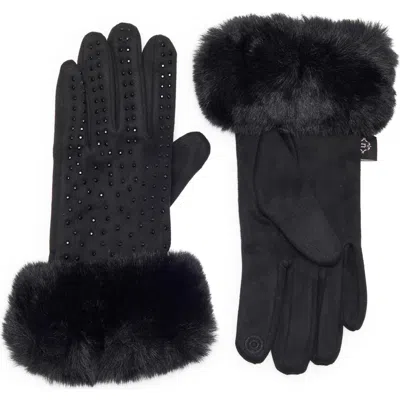 Nanette Lepore Plush Faux Fur Cuff Tech Gloves In Black
