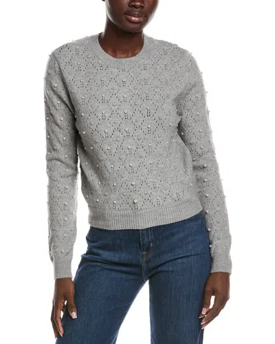 Nanette Lepore Pointelle Pearl Sweater In Gray