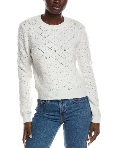 Nanette Lepore Pointelle Pearl Sweater In White