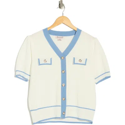 Nanette Lepore Preppy Pointelle Short Sleeve Sweater In White