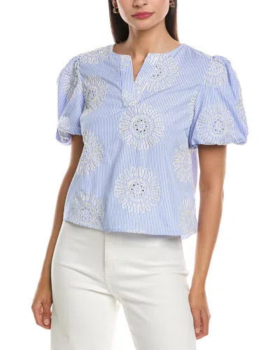 Nanette Lepore Puff Sleeve Blouse In Blue