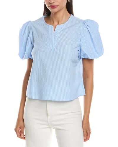 Nanette Lepore Puff Sleeve Seersucker Blouse In White