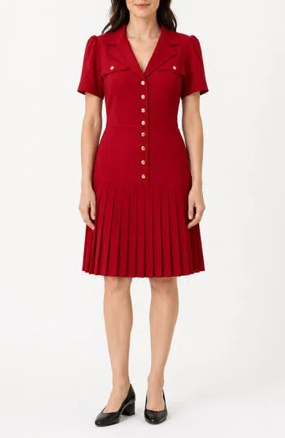 Nanette Lepore Remy Stretch Pleat Shirtdress In Red