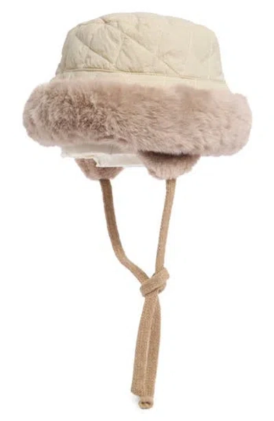Nanette Lepore Reversible Faux Fur Quilted Bucket Hat