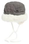 Nanette Lepore Reversible Faux Fur Quilted Bucket Hat In Gray