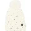 Nanette Lepore Rhinestone Beanie With Faux Fur Pompom In Neutral
