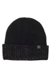 Nanette Lepore Rhinestone Cuffed Knit Beanie In Black