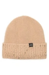 Nanette Lepore Rhinestone Cuffed Knit Beanie In Brown