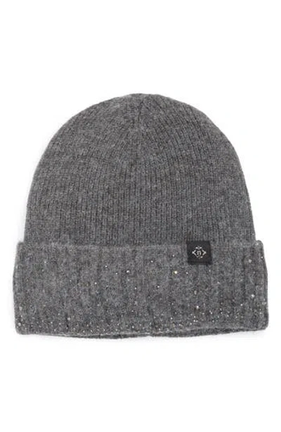Nanette Lepore Rhinestone Cuffed Knit Beanie In Gray