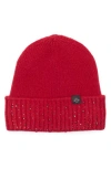 Nanette Lepore Rhinestone Cuffed Knit Beanie In Red